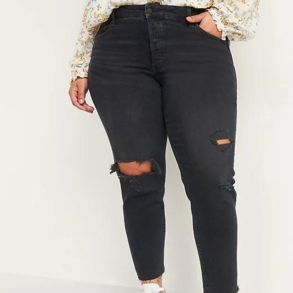 Old Navy High-Waisted O.G. Straight Button-Fly Cut-Off Jeans for Women New - Picture 5 of 6